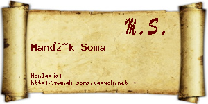 Manák Soma névjegykártya